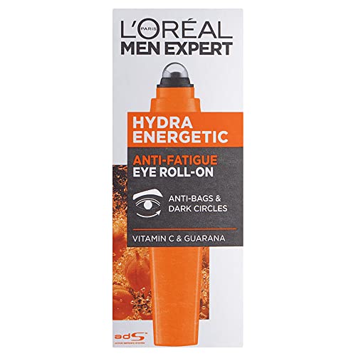 L'Or?al Men Expert Hydra Energetic Eye Roll-On, With Vitamin C*, Anti-Fatigue Formula Reduces Appearance of Dark Circles, [10ml]