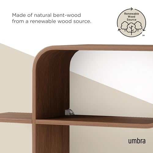 Floating Wall Shelf - Natural Walnut Finish, Modern Geometric Design, Mounts Horizontally or Vertically, 15lb Capacity - Light Walnut Variation