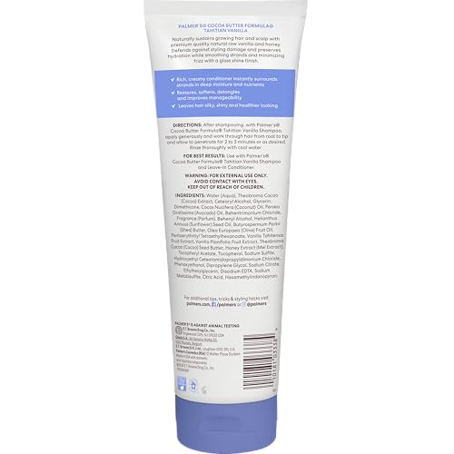 Palmer's Cocoa Butter Formula, Tahitian Vanilla Hair Conditioner, (10.6 Fl Oz), Hydrating & Moisturizing Detangler with Vitamin E & Acacia Honey for Shine, Smoothness & Frizz Control, All Hair Types