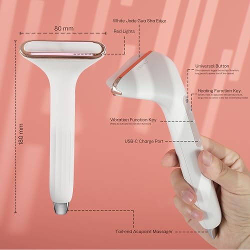 VRAIKO Aurora-X Handheld Gua Sha Device, White Jade Neck Face Massager with Thermal, Vibration and Acupressure Tail, for Face Sculpting Anti-Aging and Relaxation at Home