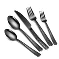 40-Piece Black Silverware Set - Stainless Steel Flatware for 8 with Hammered Handles