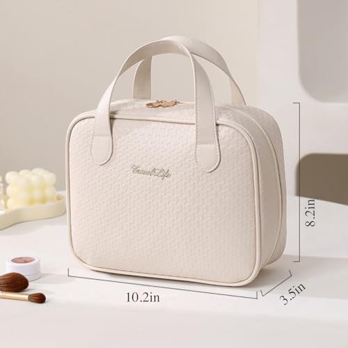 Travel Makeup Bag for Women, Large Capacity Cosmetic Bags, Organizer Portable Water-resistant Toiletry Bag (white)