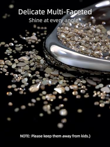 Gold Nail Rhinestones Kit - 6080 Pcs 3D Flatback Crystals for Nail Art - Variation: Gold