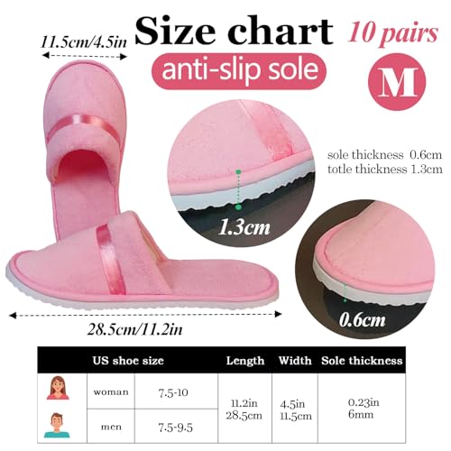 Reusable Spa Slippers for Guests with Ribbons - 7.5-9.5 Size, Pink, Champagne, Purple