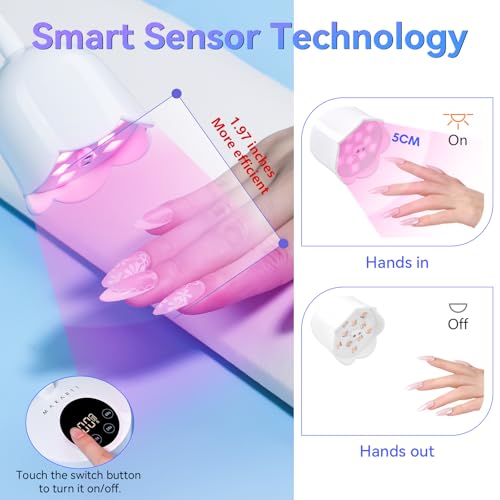 Makartt UV Nail Lamp: Mini UV Light for Gel Nails Polish Luminoza 30mW/cm©÷ Rechargeable LED Nail Light Nail Dryer with 4 Timers & Auto Sensor, Fast Curing Goosenecks Lamp for Home DIY Manicure