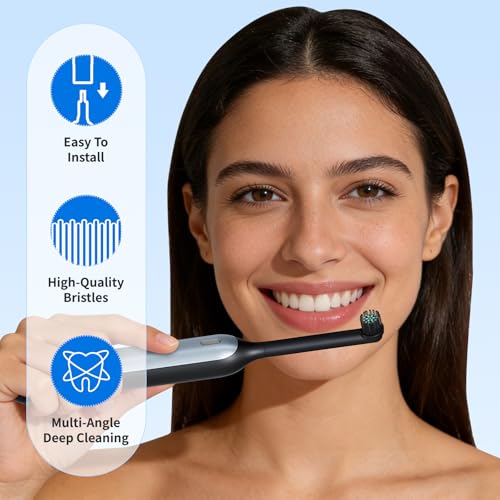 Amrmcy Black Replacement Heads for Quip 360 Oscillating Electric Toothbrush - Pack of 4