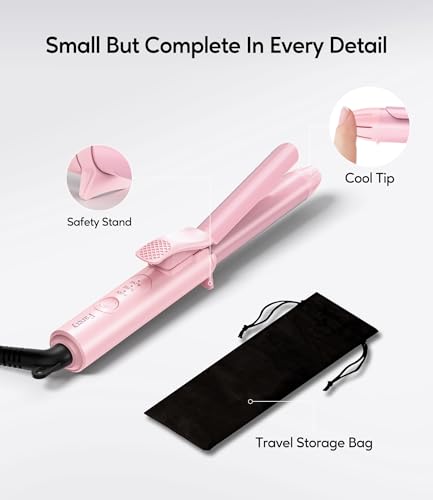 Mini Travel Curling Iron 3/4 Inch Dual Voltage Ceramic Hair Curler with Adjustable Temp