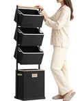 SOLEDI 4-Tier Vertical Laundry Hamper Sorter for Small Spaces - Black