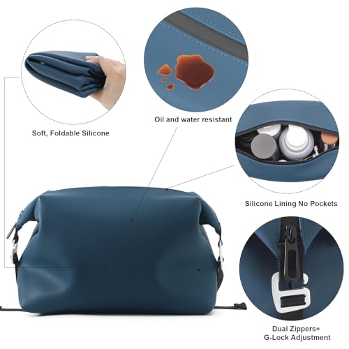 Silicone Travel Toiletry Bag 6L Waterproof Cosmetic Organizer Navy 13 Inch