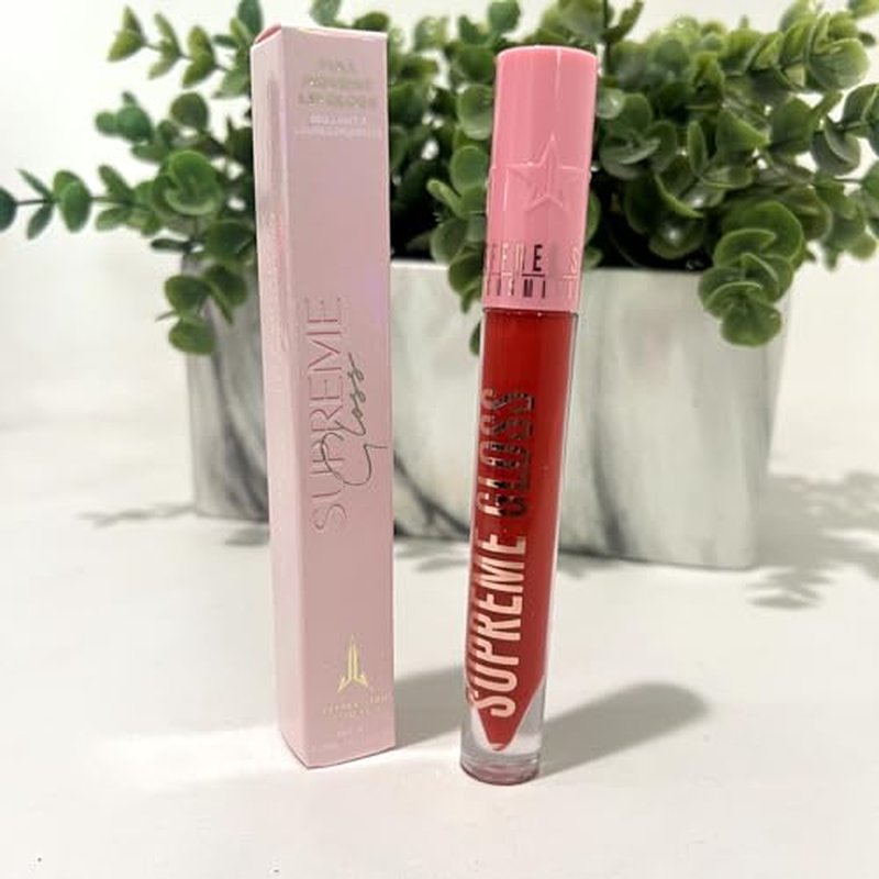 Jeffree Star Cosmetics Supreme Gloss ? Red Affair (Medium) ? Full-Pigment, High-Shine, Non-Sticky Lip Gloss with Rose Petal Applicator, Vegan & Cruelty-Free Formula