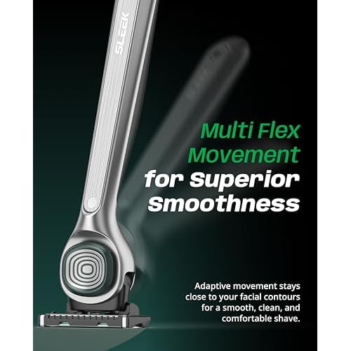 DORCO SLEEK 6 Blade Razor for Men with 7 Cartridges | Men's Cartridge Razors with Razor Handle and Smooth Shaving Blades | Men¡¯s Razors with Multi-Flex Technology