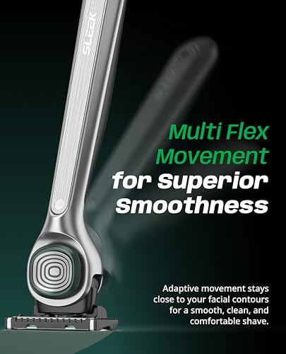 Men's 6 Blade Razor with Flexible Head & Handle + 7 Cartridges - Smooth Shave