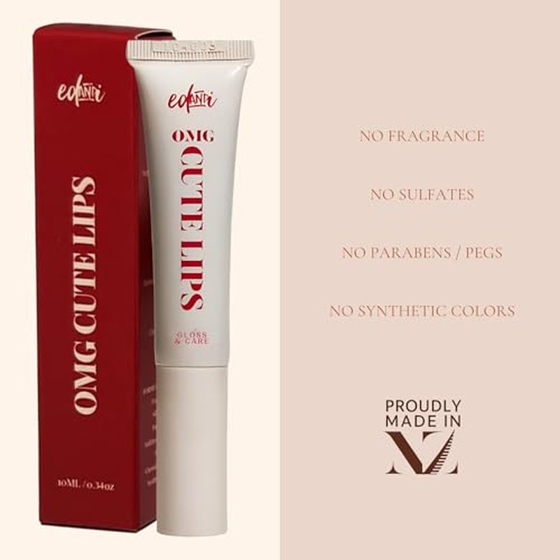 ed&i OMG Cute Lips ? Lip Gloss for Women with Shea Butter for Hydration, Light Shimmer, Lip Tinted High Shine Finish, Long Lasting Lip Gloss in Red Vanilla Frosting, Lightweight & Non-sticky