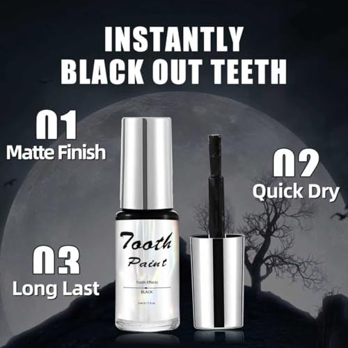Black Tooth Paint,Professional Black Out Teeth Makeup,Quick Dry & Realistic, for Cosplay,Rotten Teeth Makeup and Missing Teeth SFX for Halloween Art Theater