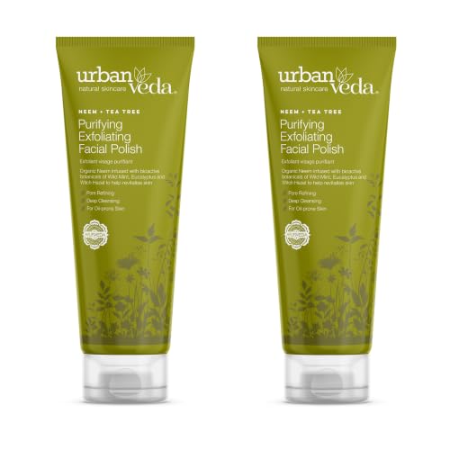 Urban Veda Purifying Exfoliating Face Scrub for Oily & Pimple Skin - Pack of 2, 4.2 Fl Oz