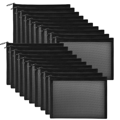 Unoutur Mesh Makeup Bag 6.3x8 Inch Travel Toiletry Organizer Flat-Black2