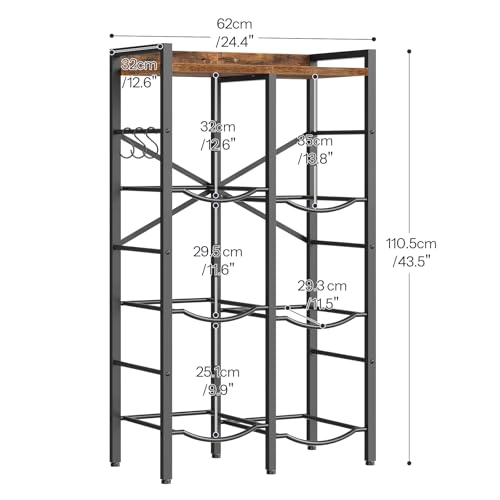 HOOBRO Rustic Brown & Black 3-Tier 6-Gallon Water Jug Holder Rack - 24.4"L x 12.6"W x 43.5"H