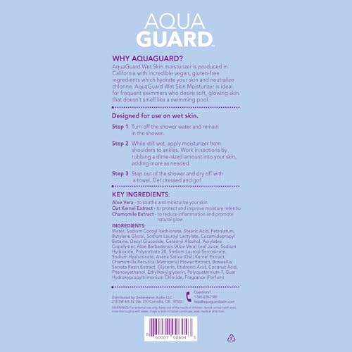AQUA GUARD After-Swim Wet Skin Moisturizer 2-Pack - In-Shower Lotion, Chlorine Neutralizer