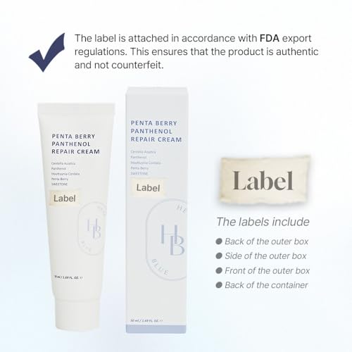 HEVEBLUE Penta Berry Panthenol Repair Cream - Vegan, Centella, Cica Barrier, Restore Moisture Balance, Deep Hydration, Sensitive Skin, Low Irritation, Korean Skincare, K-Beauty, Hypoallergenic