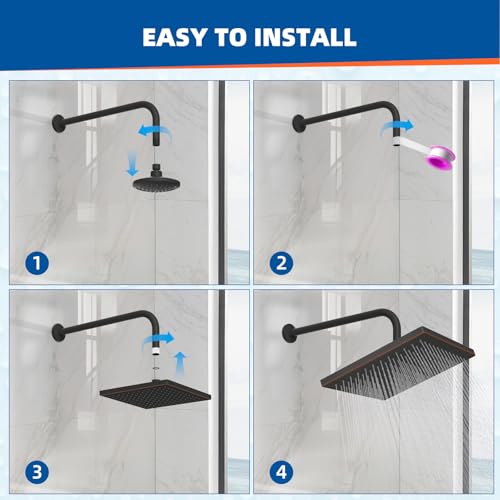 Hibbent 12-inch Square High Pressure Rain Shower Head Oil Rubbed Bronze, cUPC Certified