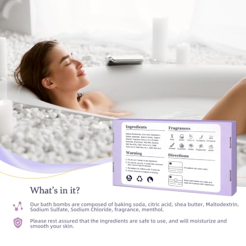 Bath Bombs Set for Women - 50 Natural Fizzy Bath Salts with 10 Scents