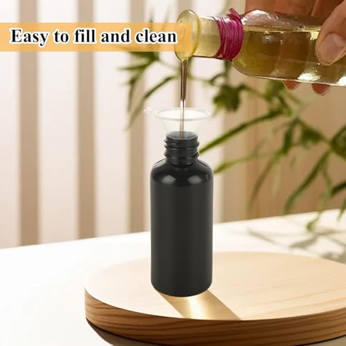 Black Plastic Spray Bottles 2 oz Set with Labels and Funnels - 60 Pack