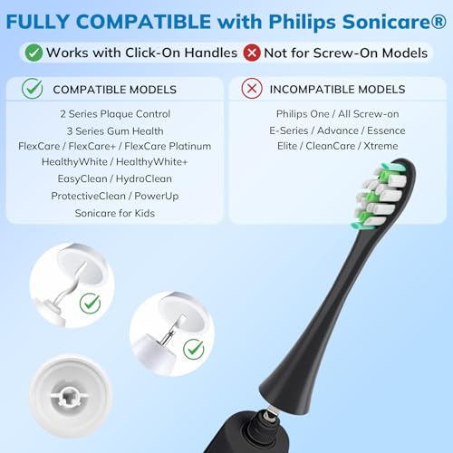 Replacement Toothbrush Heads for Philips Sonicare 16 Pack Black - Soft Bristles