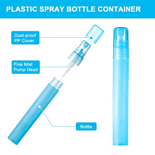 Patelai 60 Pieces 10 ml Plastic Spray Bottles Empty Fine Mist Sprayer Bottles for Travel Essential Oils Perfume Supplies(Multicolored)