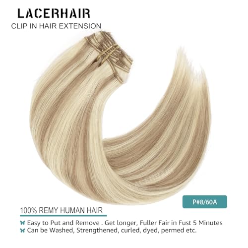 Light Brown with Platinum Blonde Clip-In Hair Extensions 16 Inch 120g - P#8/60