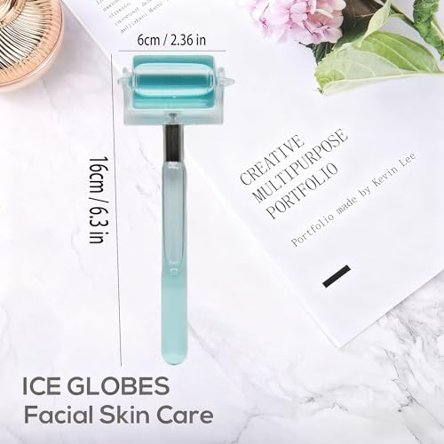 Ice Roller for Face & Body - Cold Therapy Tool to Depuff Eyes, Reduce Inflammation & Tighten Skin - with Protective Case (Blue)