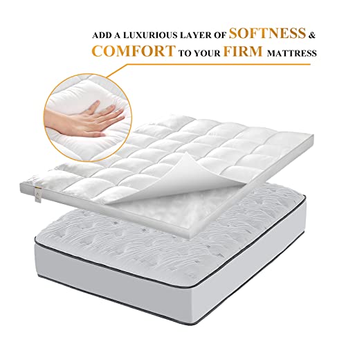 King 1400 GSM Mattress Topper - Extra Thick Plush Pillow Top, Milky White, 2 Inch