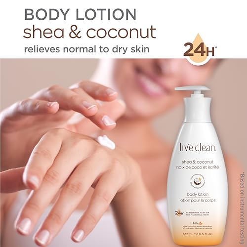 Live Clean Shea & Coconut Moisturizing Body Lotion Pack of 2, 18 Fl Oz - Hypoallergenic & Vegan