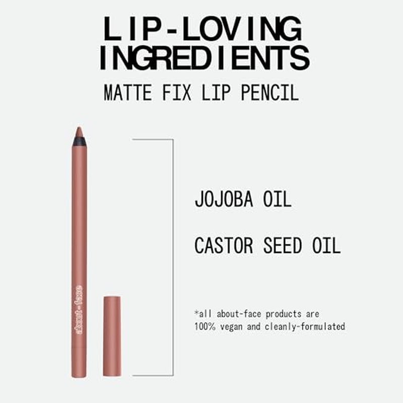 about-face Matte Fix Lip Pencil Baby Be Good ? Long-Wear, Creamy Matte Lip Liner with Hyaluronic Acid & Vitamins C & E ? Vegan, Cruelty-Free, Clean Beauty ? 0.042 oz (Peachy Beige)