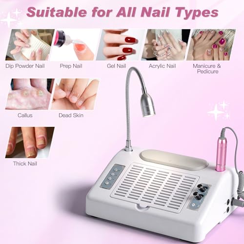 Biutee 5-in-1 Nail Dust Collector Kit with 30000RPM Drill & UV LED Lamp