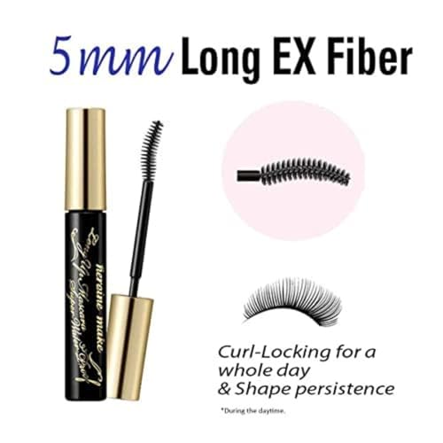 HEROINE MAKE by KISSME Smudge Proof Mascara Black, Volume and Length by Defining Fiber for Long and Curl Eye Makeup for Women, Tubing Mascara Made in Japan, Black, 3 EA