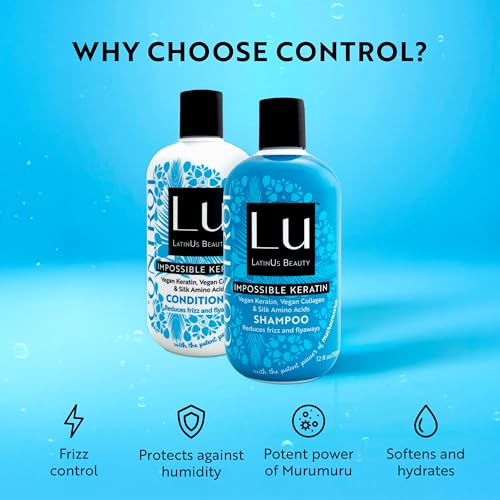 Anti-Frizz Shampoo & Conditioner Set with Murumuru Butter & Vegan Keratin – 12 Fl Oz Each, 2-Pack