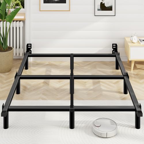 Queen Bed Frame - 7 Inch Heavy Duty Metal Platform with 9 Legs - Black, U.S. Standard