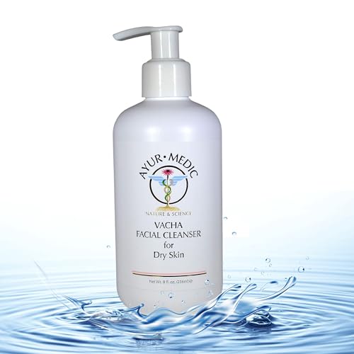 Ayur-Medic Vacha Facial Cleanser ? Rich Cleansing Milk for Dry, Sensitive Skin, Gently Removes Makeup, Dirt, Oil, and Impurities. Hydrates, Soothes, and Nourishes for Smooth, Radiant Skin, 8 oz