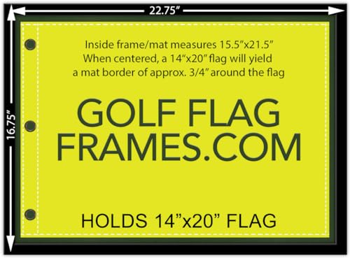 Golf Flag Display Frame 15.5x21.5 Black Wood Mount for 14x20 Flags