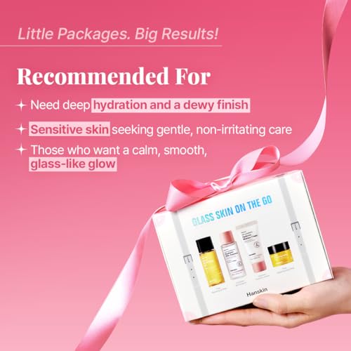 Glass Skin Travel Skincare Set - Hydrating Kit with PHA Cleansing Oil & Balm, Toner & Moisture Cream | TSA-Approved Mini
