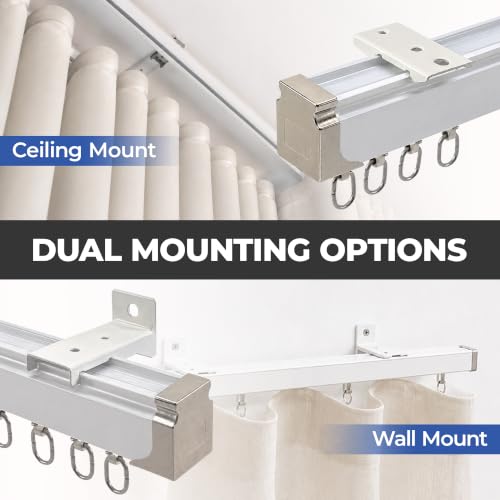 Jos & Haz Ceiling Curtain Track 13.1ft Aluminum Wall & Ceiling Mount - White
