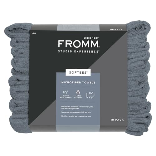 Microfiber Hair Towels 16x29 Inches - Fast-Drying, 10-Pack, Granite Blue