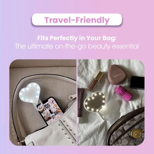 Riki Sweetheart Clip-On LED Makeup & Selfie Mirror - Hot Pink