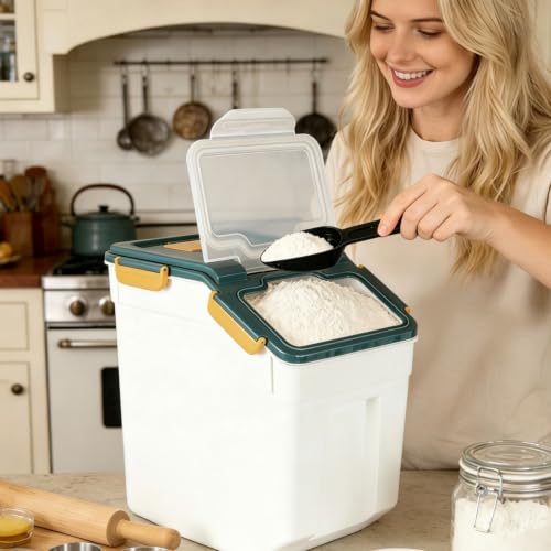 Saim 2-Pack 50lb Food Storage Containers with Wheels, Dark Blue - Bulk Grain & Rice Bins