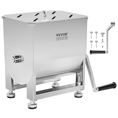 VEVOR 10L Manual Meat Mixer with Lid Handle, Heavy Duty Stainless Steel for Sausage & Ground Beef - Variation