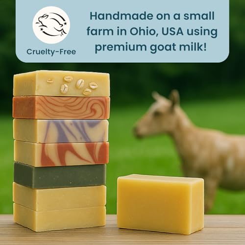 Fragrance-Free Goat Milk Soap Bars - 1 Honey Oatmeal, 1 Unscented, 1 Charcoal (3, 5oz Bars)