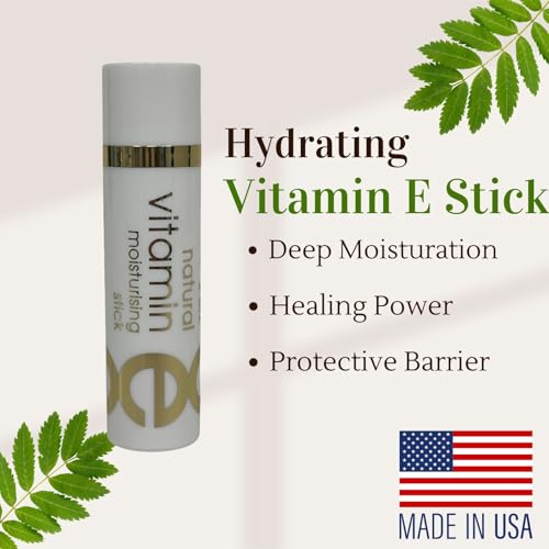 Vitamin E Lip Balm Chapstick - Moisturizing Lip Stick for Dry Lips, Natural 2 Pack, Made in USA