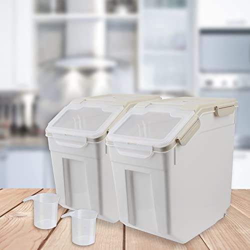 Gray 4Pack Large Airtight Food Storage Containers with Wheels & Seal Locking Lids