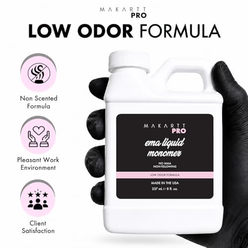 MakarttPro Low Odor MMA-Free Acrylic Monomer 8 Fl Oz for Nail Art - Made in USA