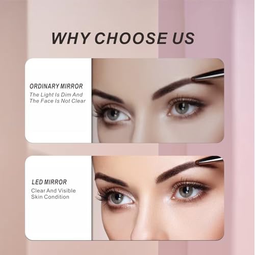 Makeup Mirror with Lights £¬8 Inch 1X/10X Rechargeable Double Sided Magnifying, 360¡Æ Rotation LED HD Mirror with 3 Colors£¬Brightness Adjustable, Gifts for Wowen & Men
